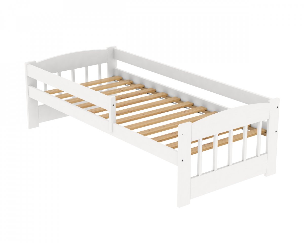 Postel Edík z masivu borovice 160x80 cm - BÍLÁ + rošt ZDARMA