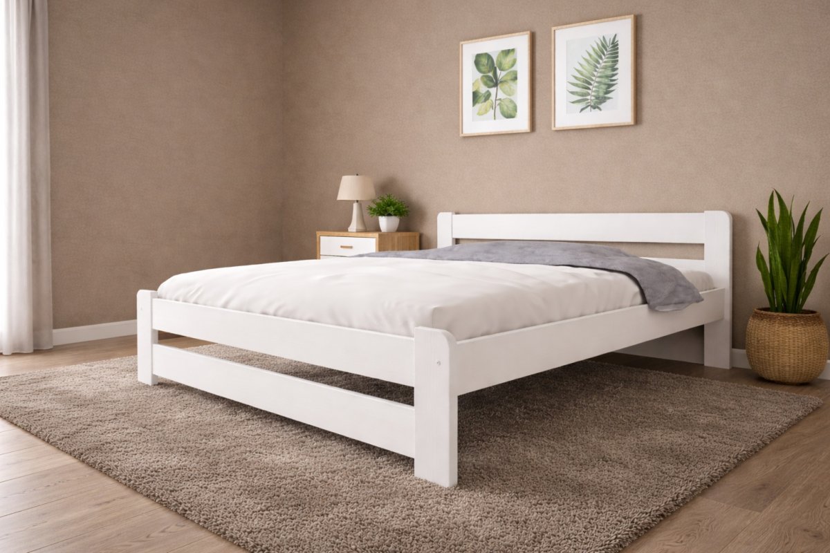 Zvýšená postel z masivu Halina 120x200 cm - bílá + rošt ZDARMA produkt