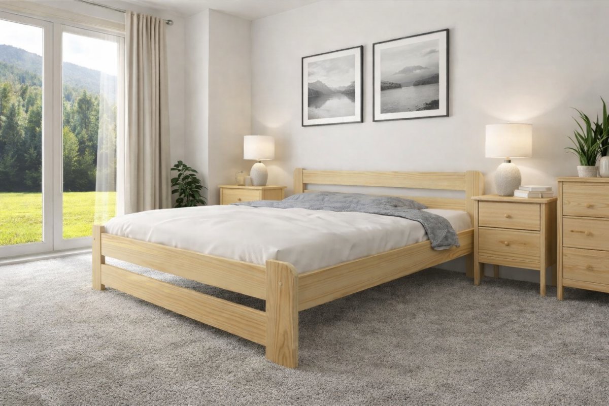 Zvýšená postel z masivu Halina 140x200 cm + rošt ZDARMA