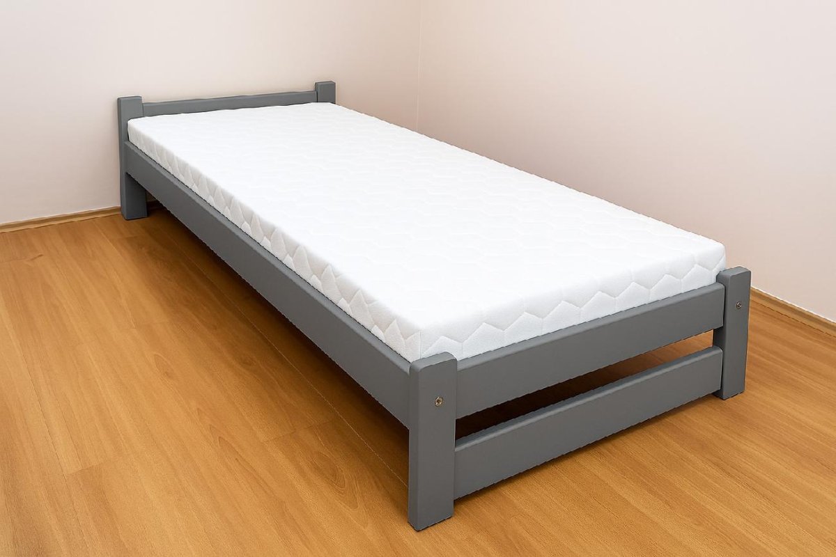 Zvýšená postel z masivu Halle šedá 90x200 cm + rošt ZDARMA