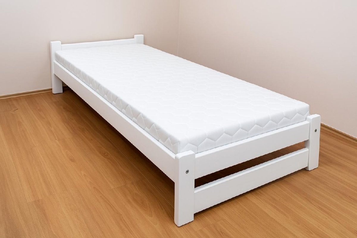 Zvýšená postel z masivu Halle bílá 90x200 cm + rošt ZDARMA