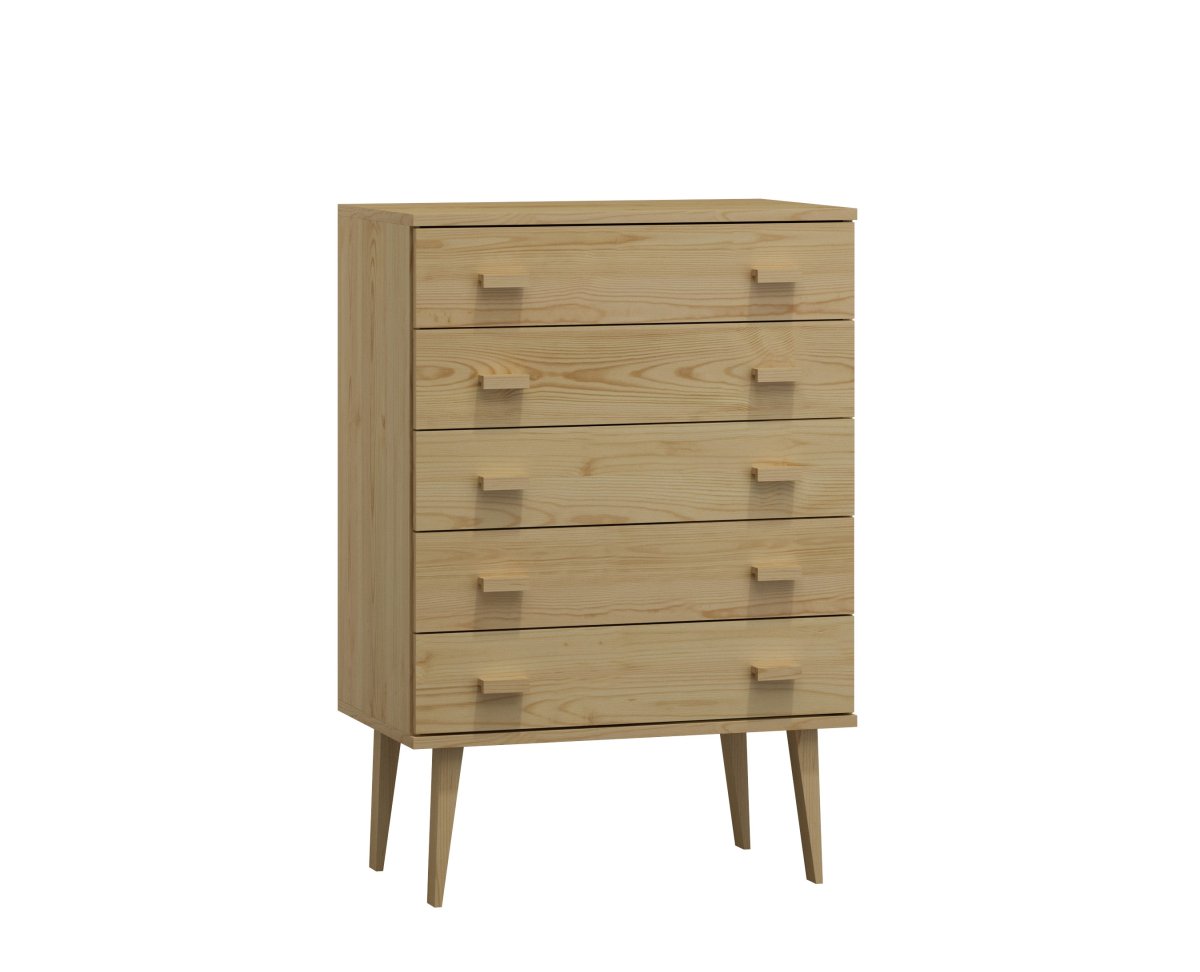 Komoda z masivu borovice Nord K1/5S 99/109/42 cm / přírodní