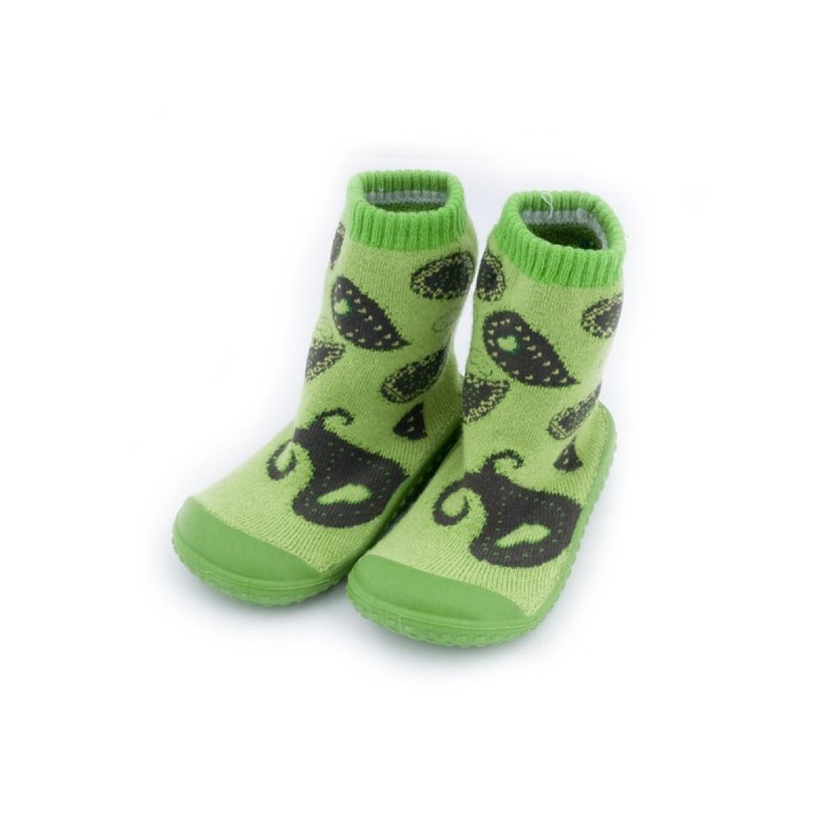 Froté ponožky pro děti s gumovou podrážkou - KDI 006 - green