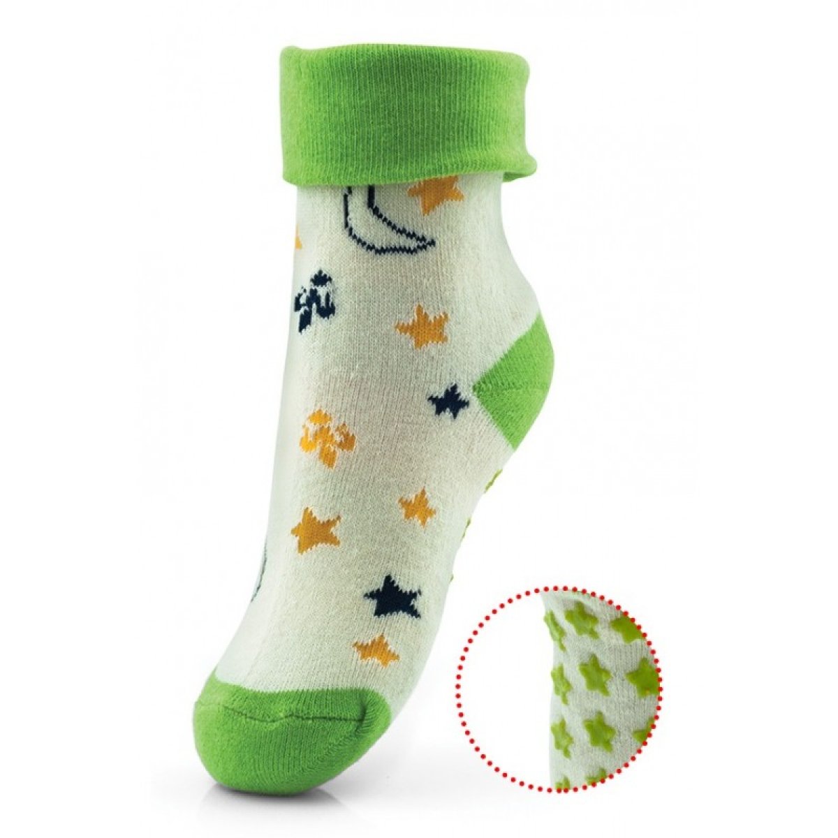 Dětské protiskluzové ponožky - zelenobéžové