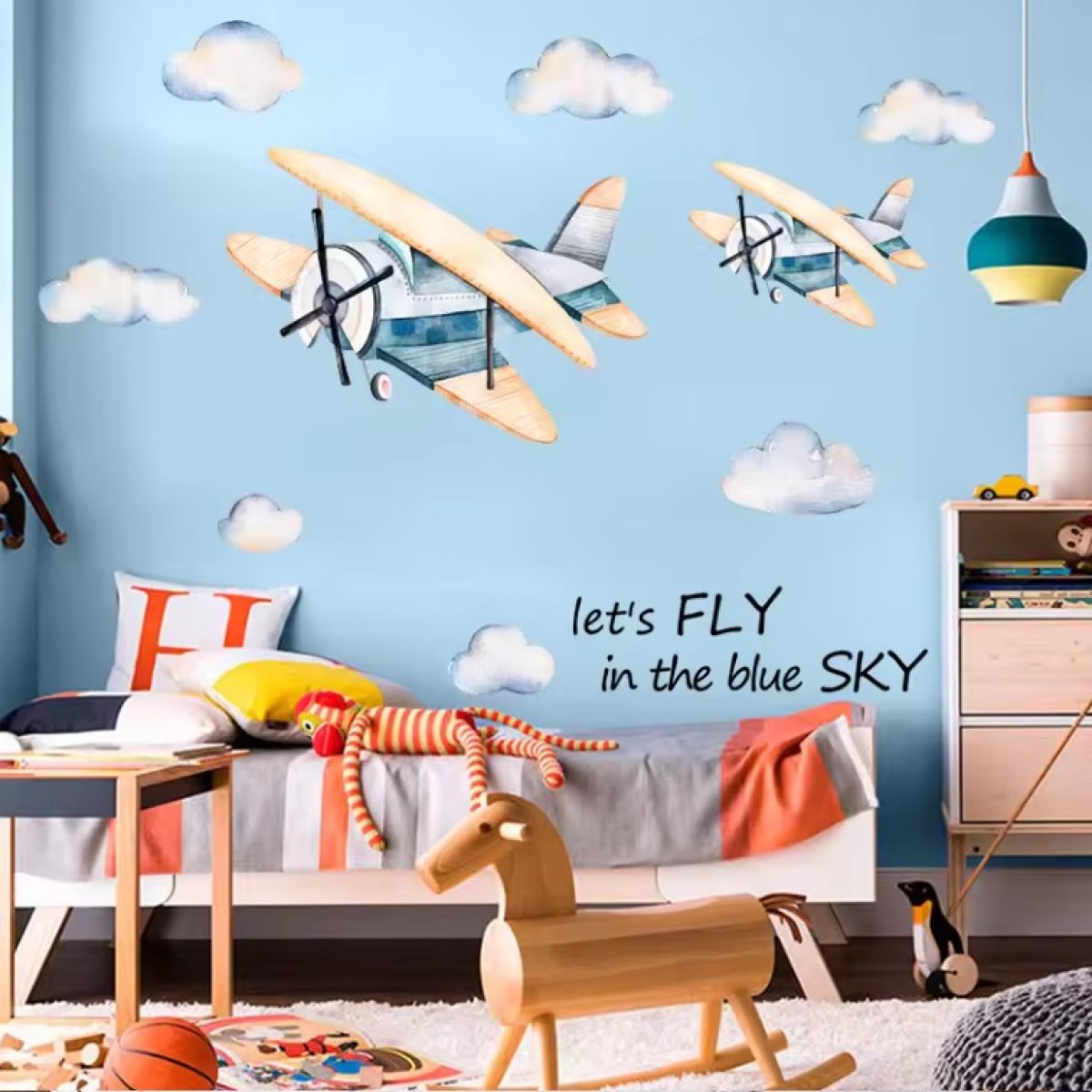 Dětská samolepící dekorace na zeď / Letadla