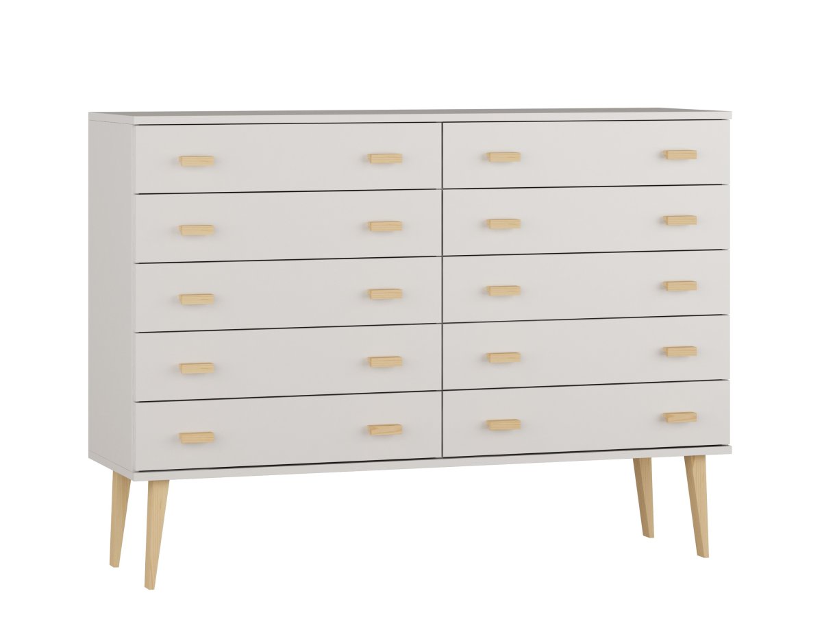 Komoda z masivu borovice Nord K2/5S 155/109/42 cm / bílá