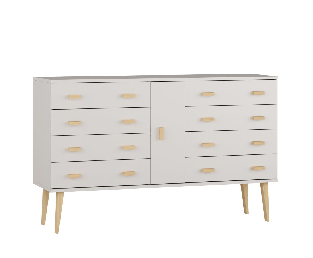 Komoda z masivu borovice Nord K4/4S 135/92/42 cm / bílá