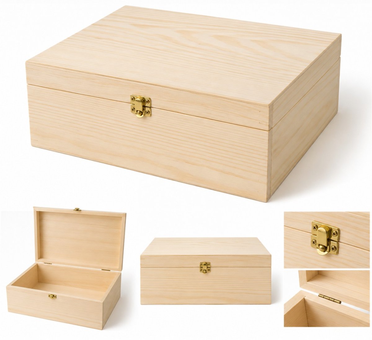 Přírodní dřevěná krabička se zámkem - 40x30 cm produkt
