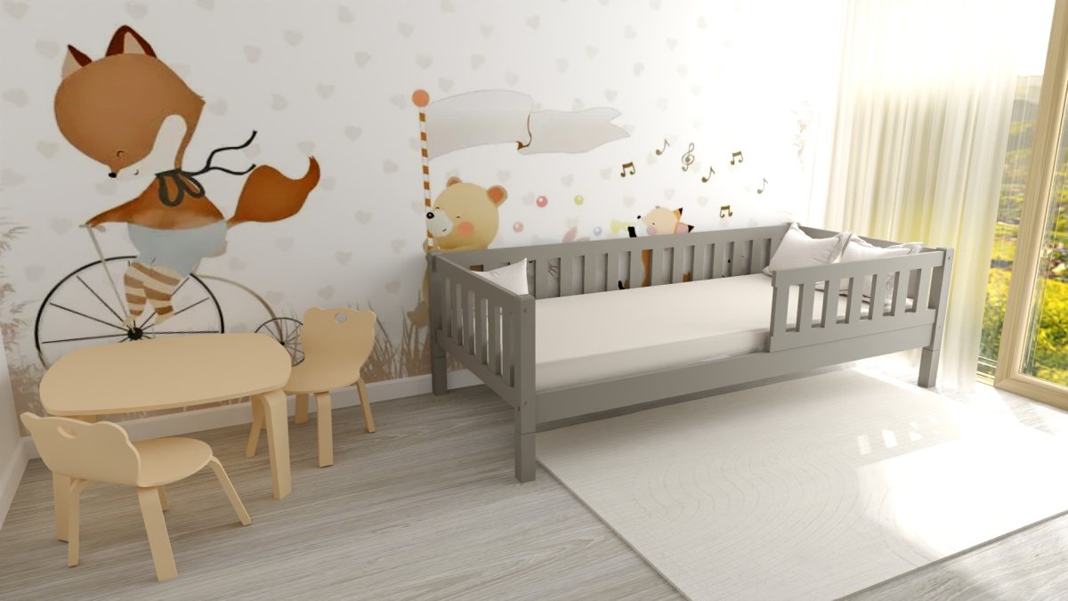 Postel Montessori Matylda 120x200 cm - ŠEDÁ + rošt ZDARMA 