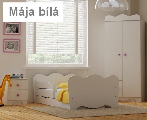 Postel Mája bílá 180/90 cm + matrace + šuplík