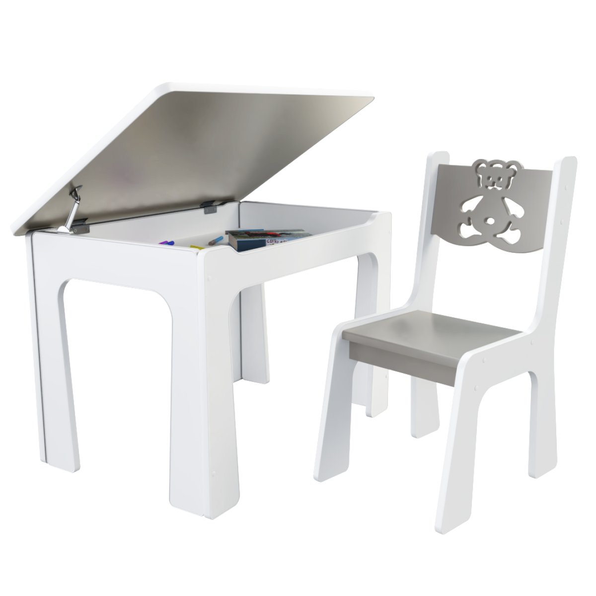 Stůl otevírací + 1 židle Méďa šedá