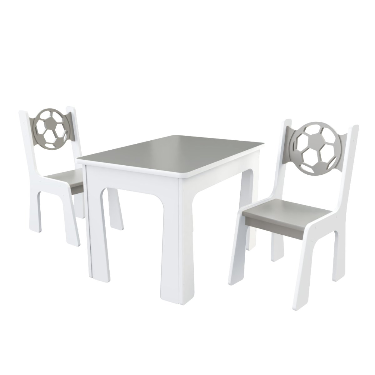 Stůl + dvě židle míč šedo-bílá
