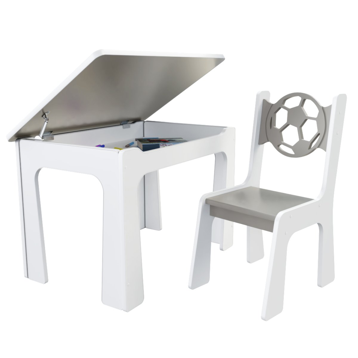 Stůl otevírací + 1 židle Míč šedá