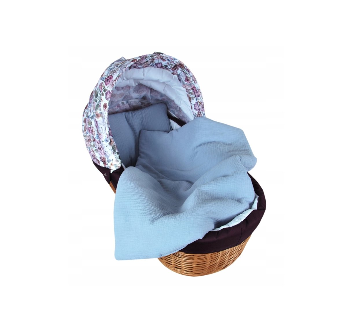 Polštářek + deka do kočárku mušelín s výplní - modrá