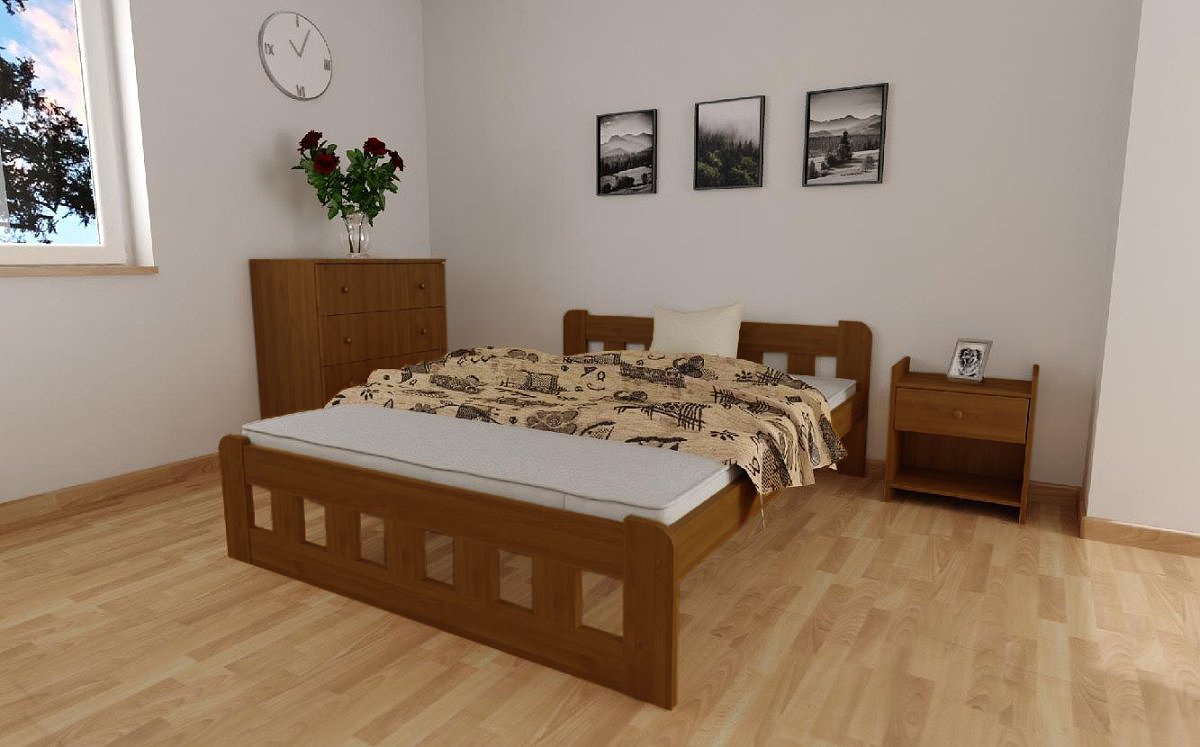 Zvýšená postel z masivu Nika 120x200 cm dub + rošt ZDARMA
