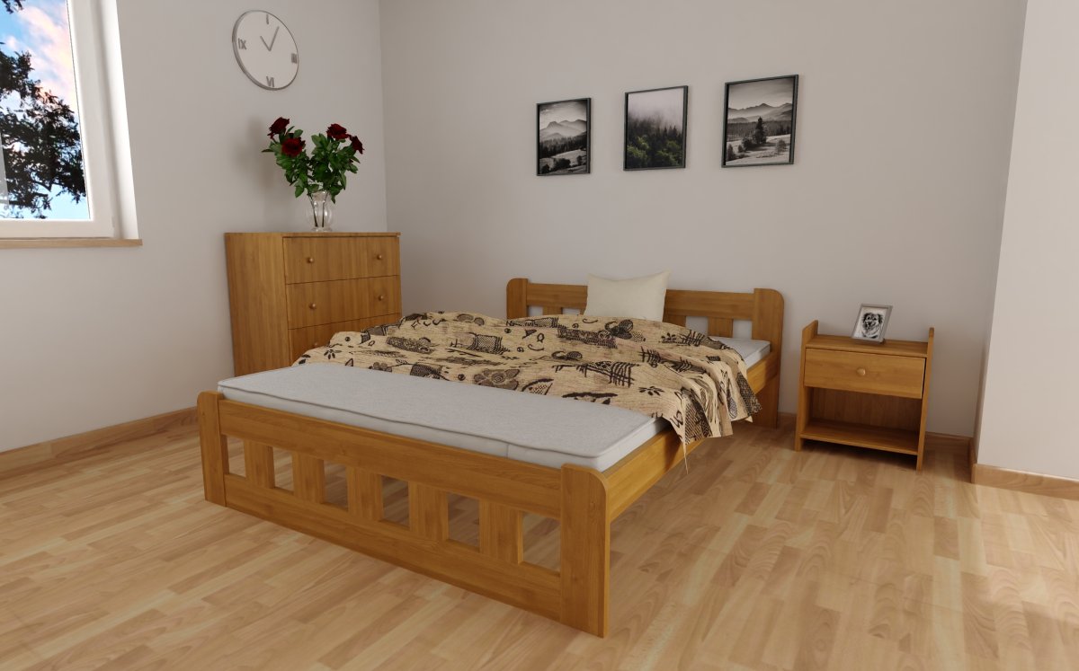Postel Nika olše 160 x 200 cm zvýšená + matrace Vita + rošt ZDARMA