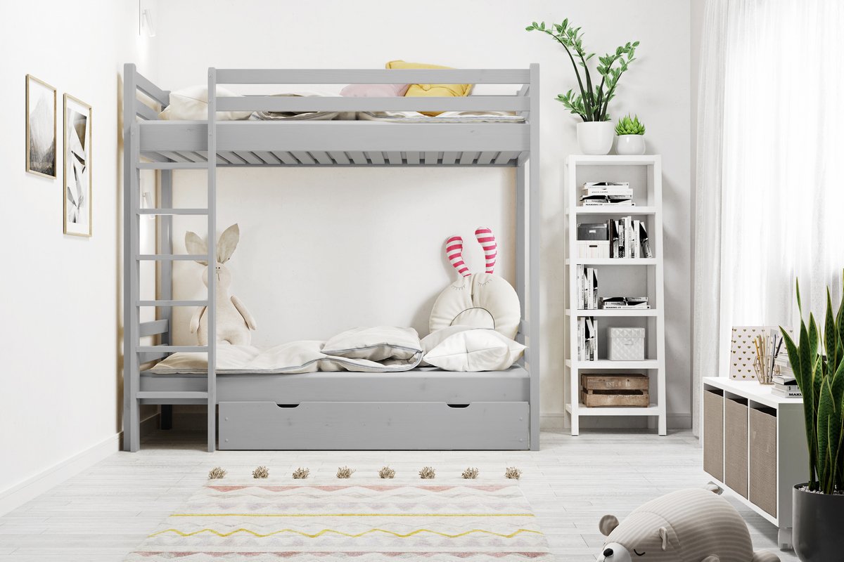 Patrová postel Olivia 90/200 cm šedá + rošty ZDARMA