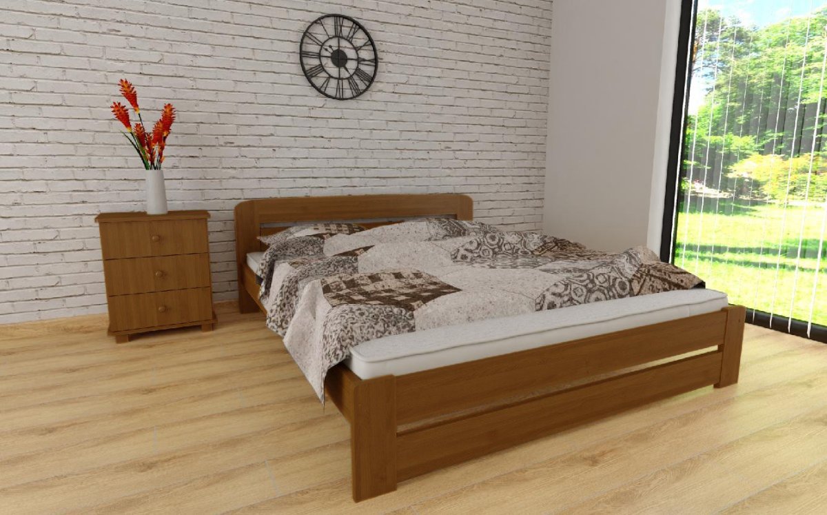 Postel masiv Petra 180x200 cm Dub + matrace Vitality + rošt ZDARMA