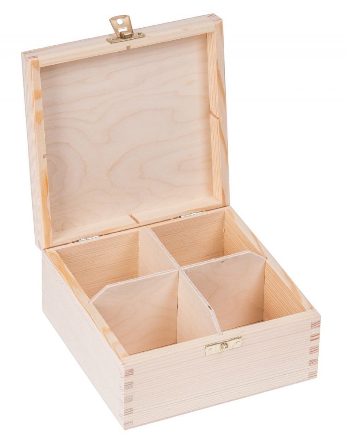 Krabička dřevěná na čaj 16,5x16,5x8 cm zapínání 
