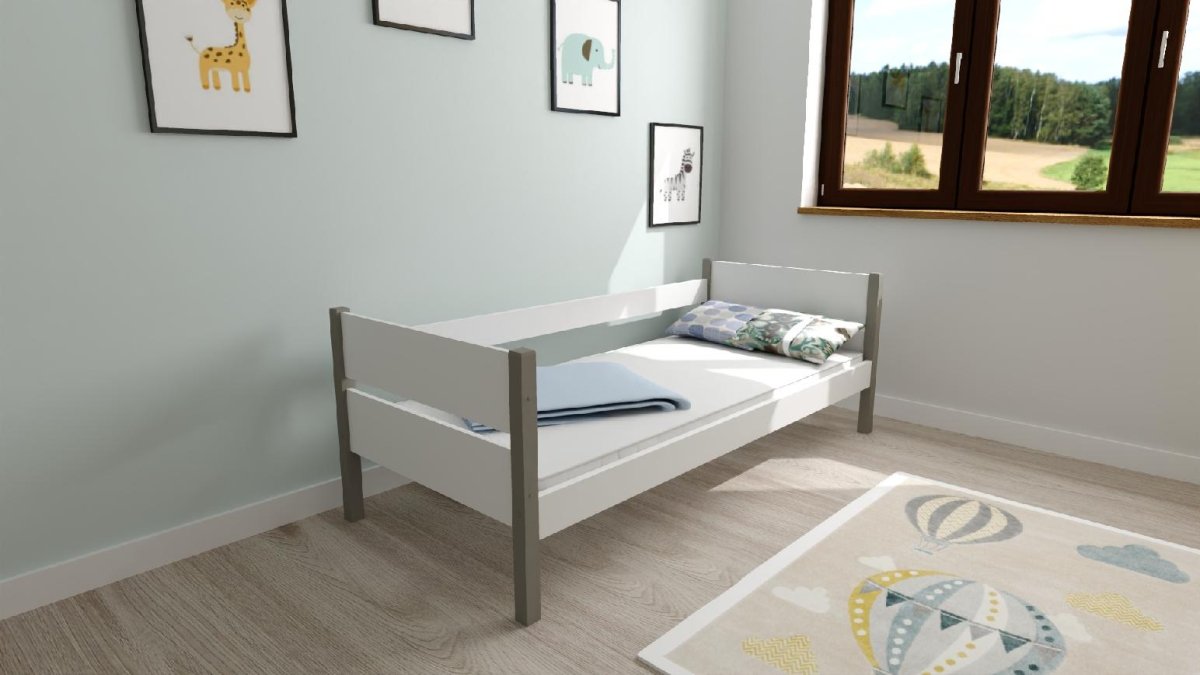 Dětská postel Tina bílo/šedá 160 x 80 cm + rošt ZDARMA