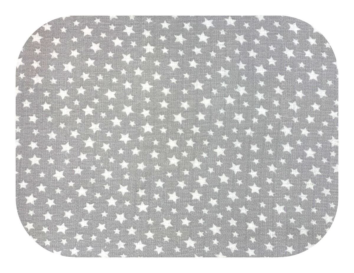 Plena bavlna potisk - bílé hvězdičky na šedém