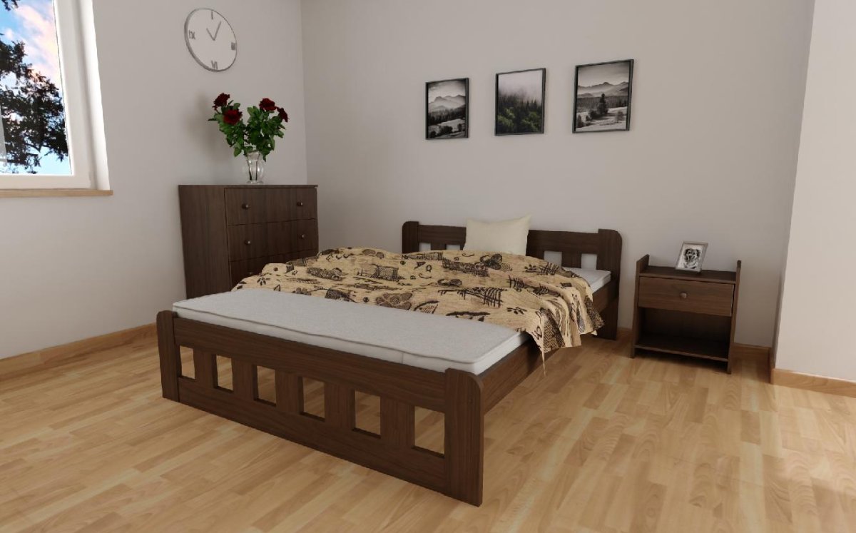 Zvýšená postel z masivu Nika 120x200 cm ořech + rošt ZDARMA