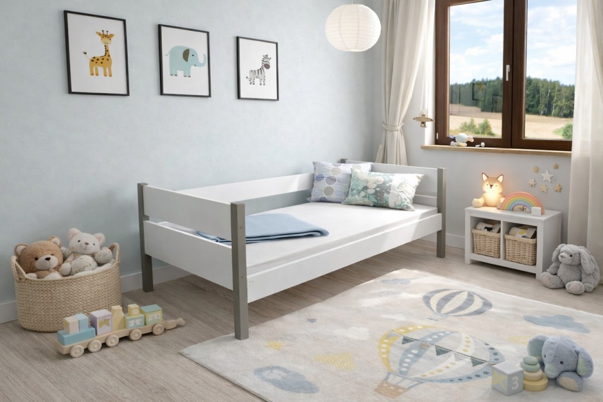 Dětská postel Tina bílo/šedá 160 x 80 cm + rošt ZDARMA