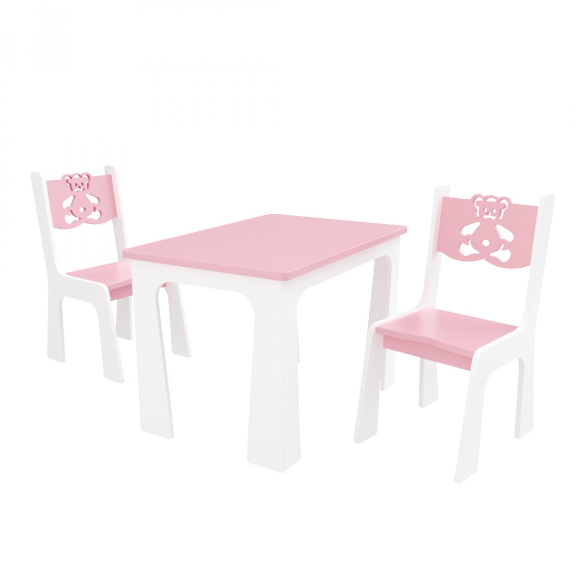 Stůl + dvě židle méďa růžovo-bílá