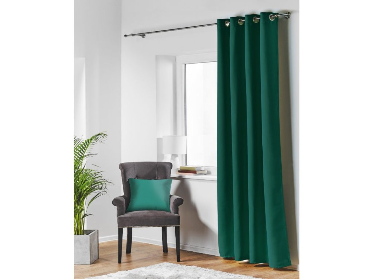 Závěs Velvet 140/250 cm s oky - tmavě zelená