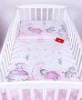 Dětské povlečení do postýlky 100/135 cm - Slon na Měsíci / růžová
