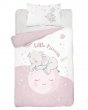 Povlečení lux bambus-bavlna růžový sloník