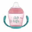 Canpol babies Nevylévací hrníček se silikonovým ventilem 230 ml SEA LIFE růžový