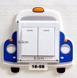 Svítící 3D silikonová dekorace vypínače / auto modré