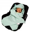 Mušelínová deka s kapucí do autosedačky 90x90 cm - šalvěj