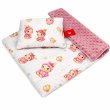 Polštářek + deka do kočárku minky - zajíček/ růžová