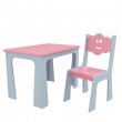 Stůl a židle opěrka mrak šedo-růžová