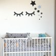 Dřevěná dekorace na zeď - hvězdičky a spící očka - modrá