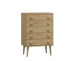Komoda z masivu borovice Nord K1/5S 99/109/42 cm / přírodní