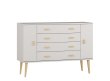 Komoda z masivu borovice Nord K3/4S 175/92/42 cm / bílá