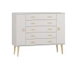 Komoda z masivu borovice Nord K3/5S 135/109/42 cm / bílá
