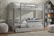 Patrová postel Petr BIS 80x200 cm šedá + rošty a šuplíky ZDARMA masiv smrk