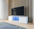 RTV stolek 120 cm bílá lesk + LED osvětlení