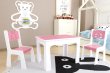 Stůl + dvě židle - méďa růžovo-bílá