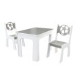 Stůl + dvě židle - míč šedo-bílá