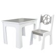 Stůl a židle opěrka - míč šedo bílá