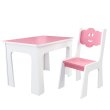 Stůl a židle opěrka - mrak bílo-růžová