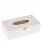 Dřevěná krabička na kapesníky se zámkem - 26x14x8 cm - bílá