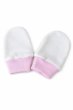 Kojenecké bavlněné rukavičky - bílé růžový lem