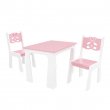 Stůl + dvě židle - méďa růžovo-bílá