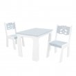Stůl + dvě židle méďa šedo-bílá
